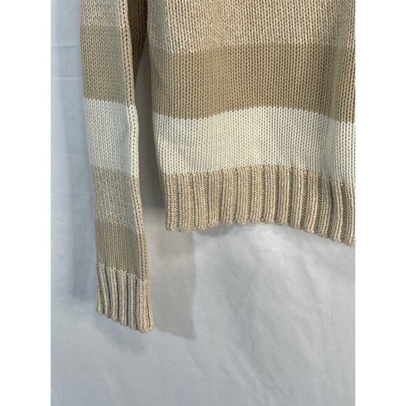 vintage striped knit sweater vneck collared brown white no size tag small READ - Picture 9 of 9